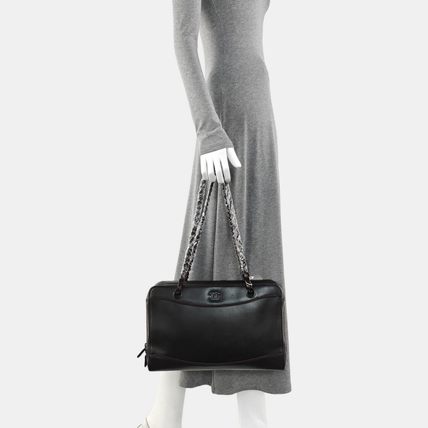 Calfskin Top Handle Bag Black