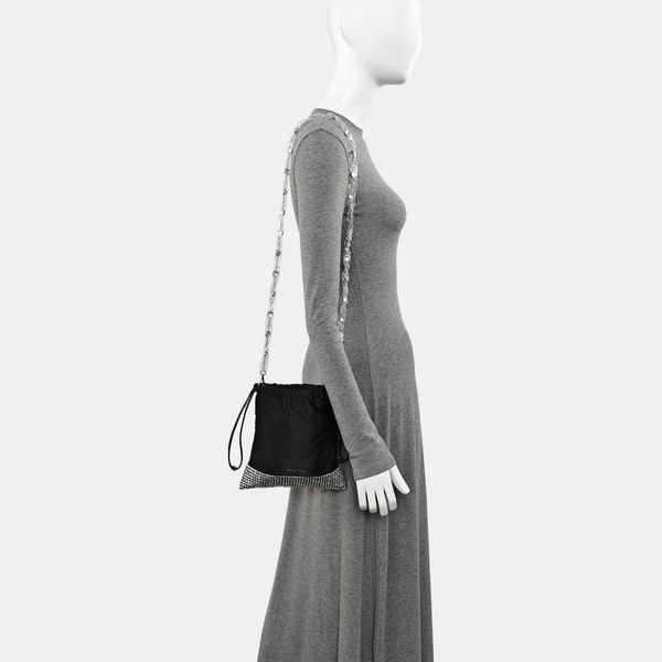Silk Satin Shoulder Bag Black