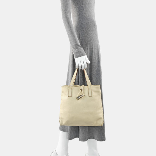 Calfskin Top Handle Bag Beige
