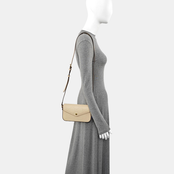 Monogram Calfskin Shoulder Bag Super Mini Beige