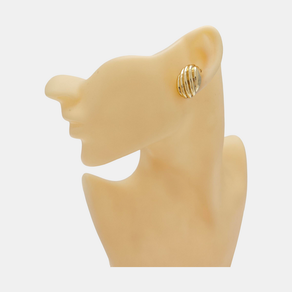Twist Round Metal Gold Clip On Earrings