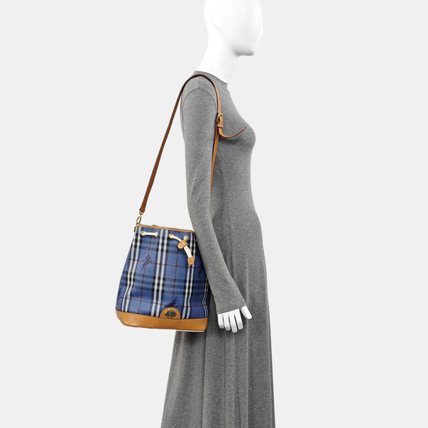 Coated Canvas Shoulder Bag Blue