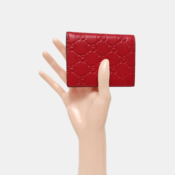 Signature Monogram Calfskin Red Card Holder