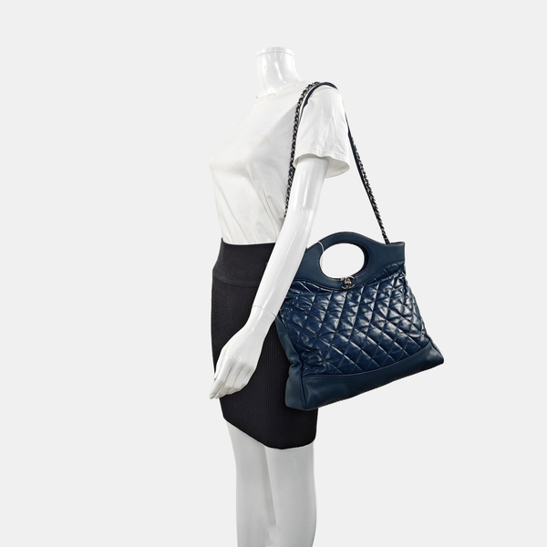 CHANEL 31 Large Quilted Calfskin Blue