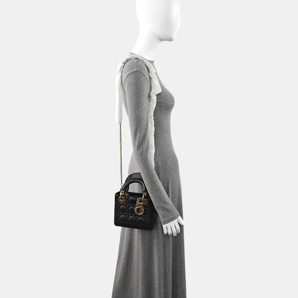Lady Dior Mini Cannage Lambskin Black