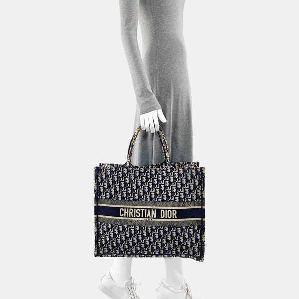 Book Tote Large Oblique Canvas Blue