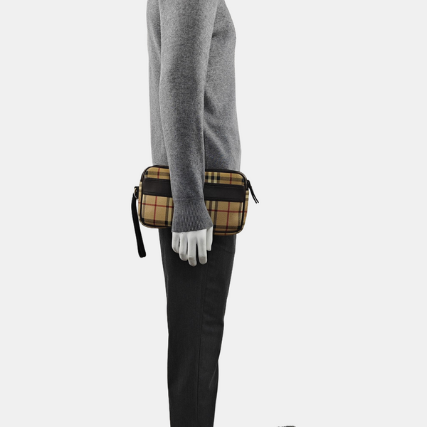 Coated Canvas Clutch Beige
