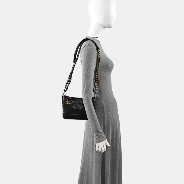 GABRIELLE Small Quilted Vintage Calf Black