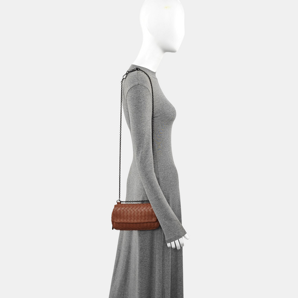 Lambskin Shoulder Bag Brown