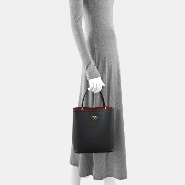 Panier Medium Saffiano Calfskin Black
