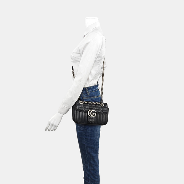 GG Marmont Small Quilted Calfskin Black