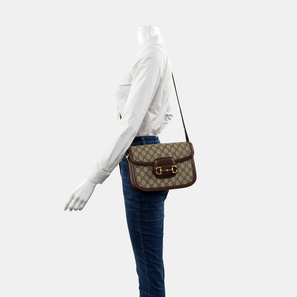 Horsebit 1955 Medium Monogram Coated Canvas Beige