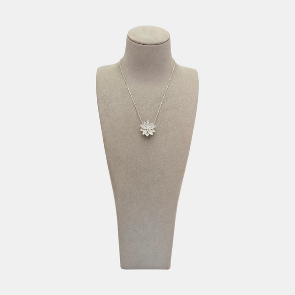 Lotus 18k White Gold Silver Necklace