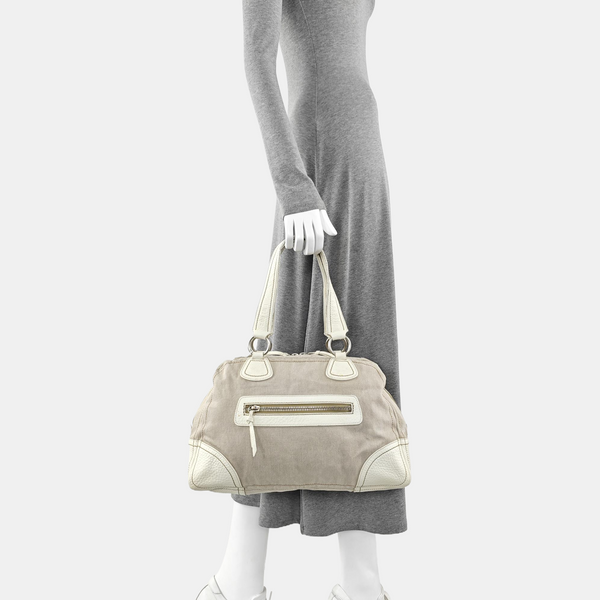 Canvas Top Handle Bag Beige