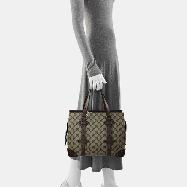 Monogram Coated Canvas Tote Bag Beige