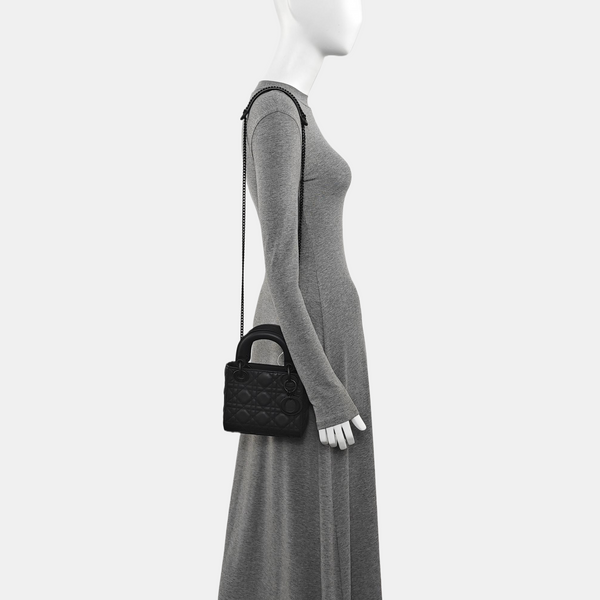 Lady Dior Mini Cannage Calfskin Black