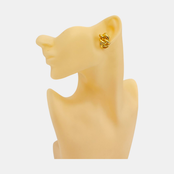 Twist Round Metal Gold Clip On Earrings
