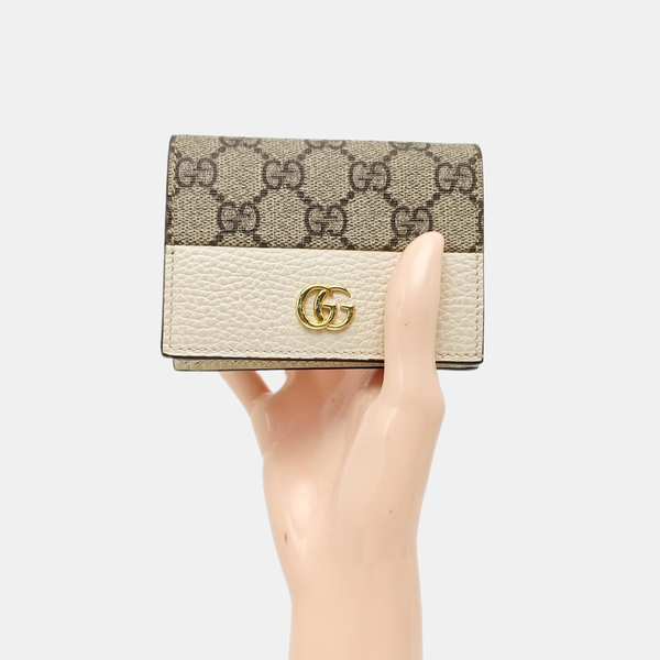 GG Marmont Mini Monogram Coated Canvas Gray Wallet