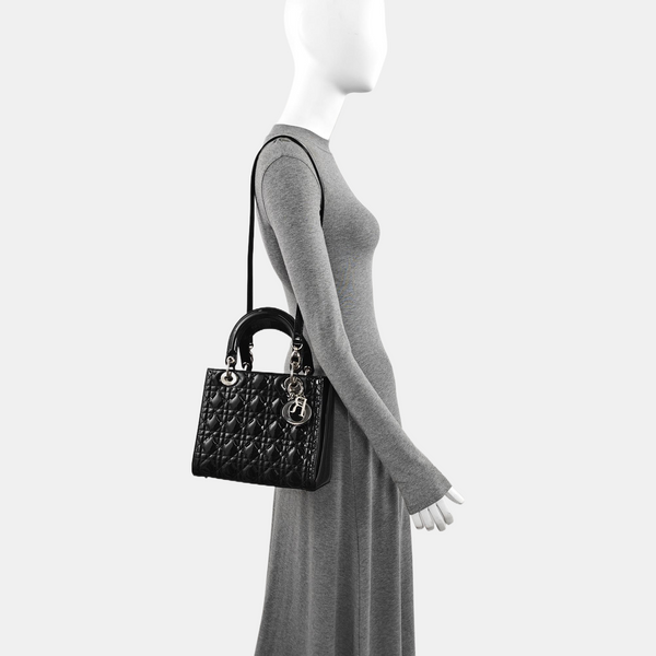 Lady Dior Medium Cannage Patent Leather Black