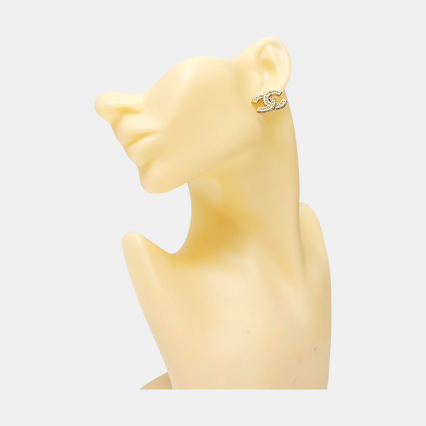 CC Logo Metal Gold Stud Earrings