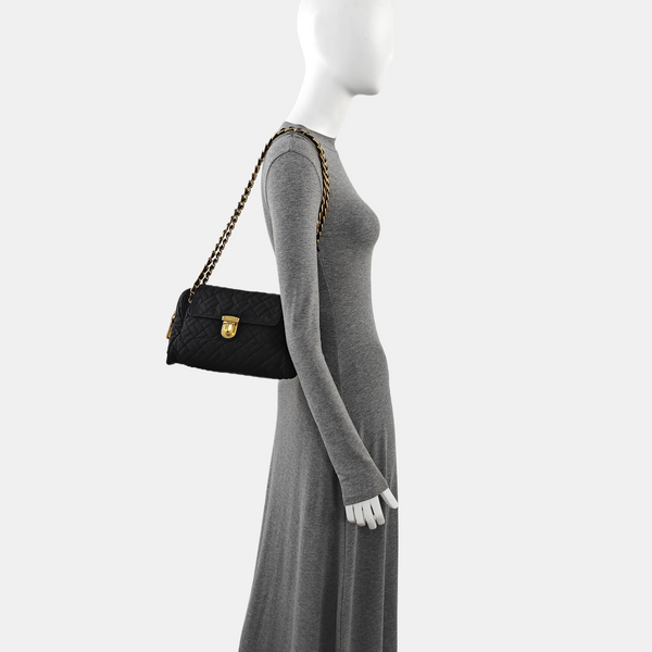 Quilted Nylon Shoulder Bag Black