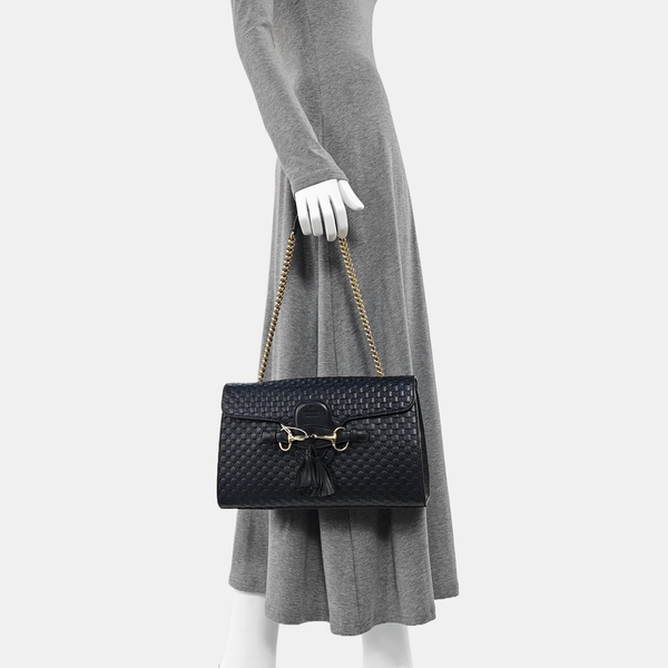 Emily Chain Monogram Calfskin Black