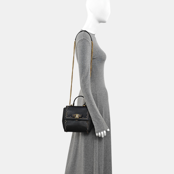Calfskin Top Handle Bag Black