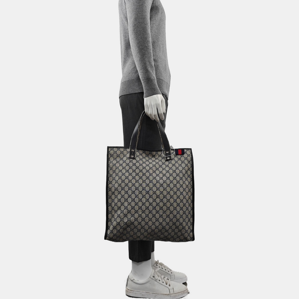 Monogram Coated Canvas Tote Bag Black