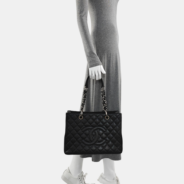 CHANEL GST Large Quilted Grained Calfskin Brown