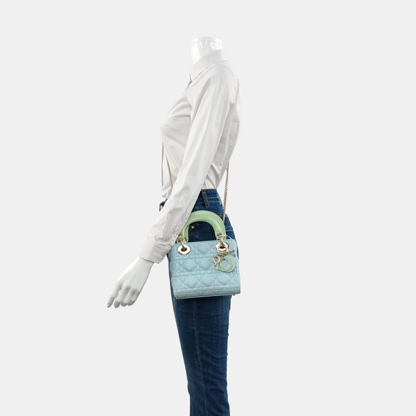 Lady Dior Mini Quilted Lambskin Blue