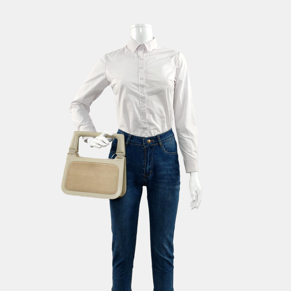 Suede Top Handle Bag Beige