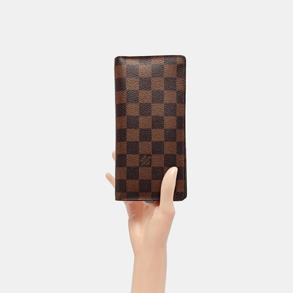 BRAZZA Damier Ebene Coated Canvas Brown Wallet