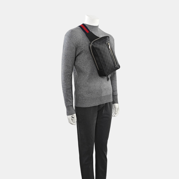 Monogram Coated Canvas Shoulder Bag Black