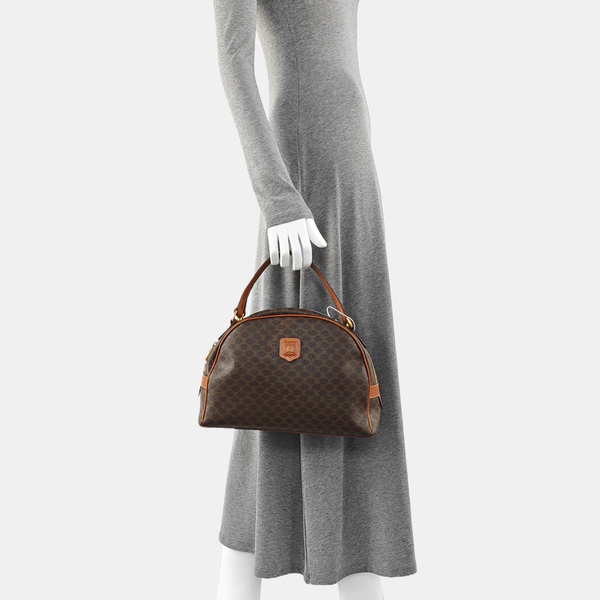 Coated Canvas Top Handle Bag Brown