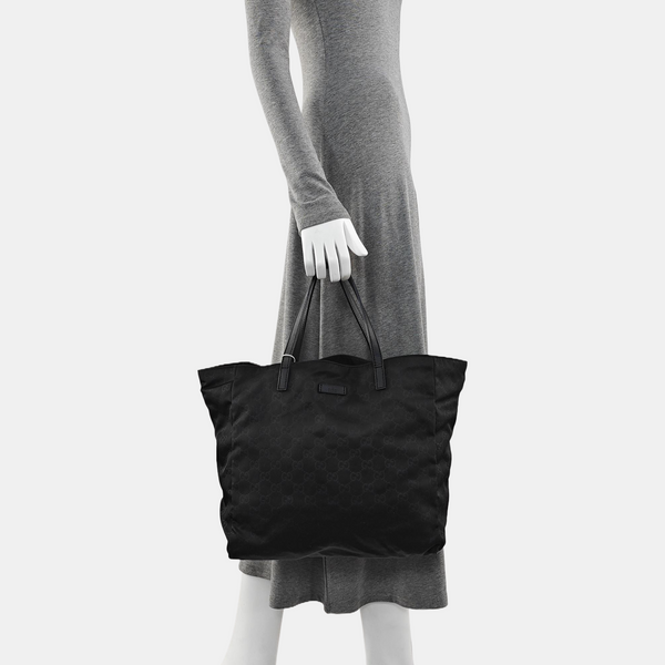 Monogram Fabric Tote Bag Black