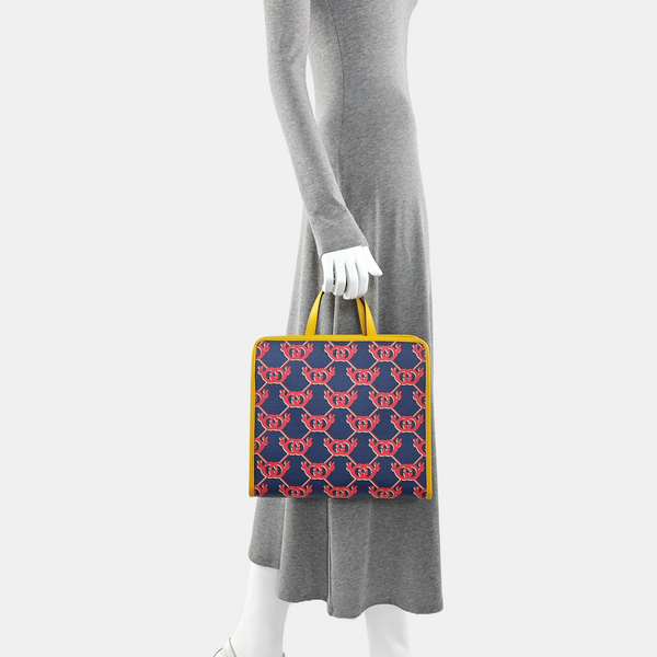 Monogram Coated Canvas Tote Bag Blue