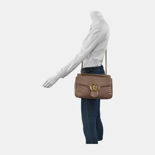 GG Marmont Large Quilted Calfskin Beige