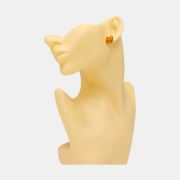Pop H Metal Gold Stud Earrings