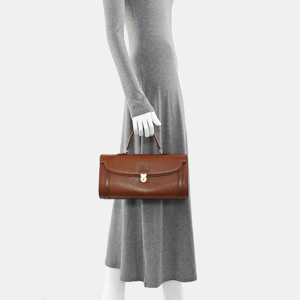Calfskin Top Handle Bag Brown