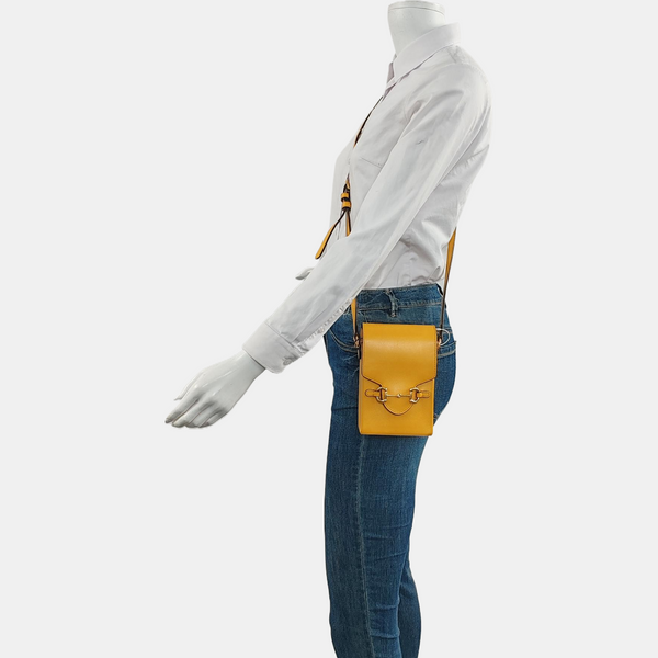Authenticated pre-owned Horsebit 1955 Mini Calfskin Yellow - Crossbody Bag at Looply