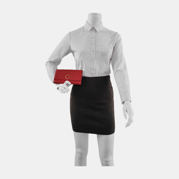 BVLGARI Calfskin Red Wallet