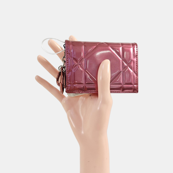 Cannage Calfskin Coin Purse Pink
