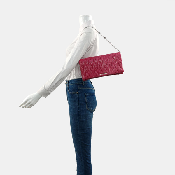 Button Wallet Quilted Lambskin Red