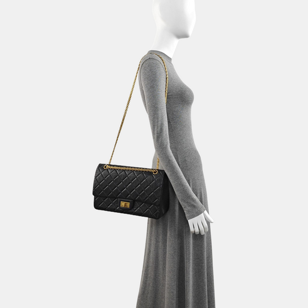 2.55 Maxi Quilted Calfskin Black