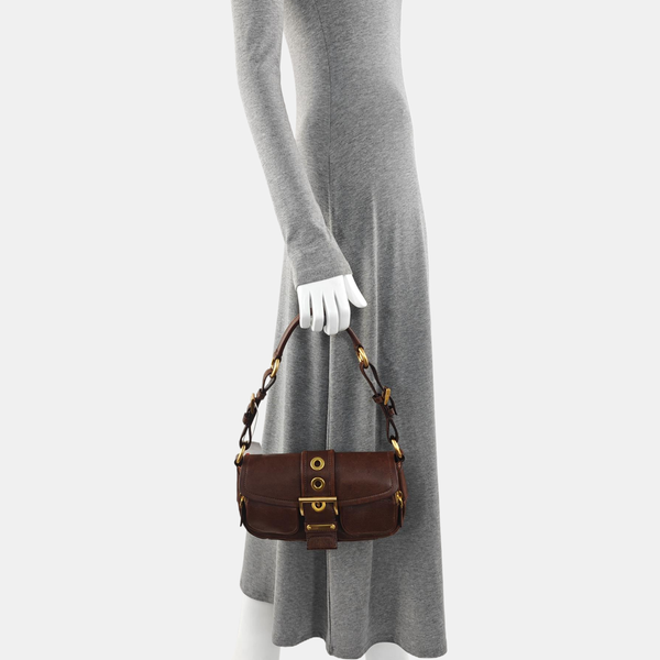 Calfskin Top Handle Bag Brown
