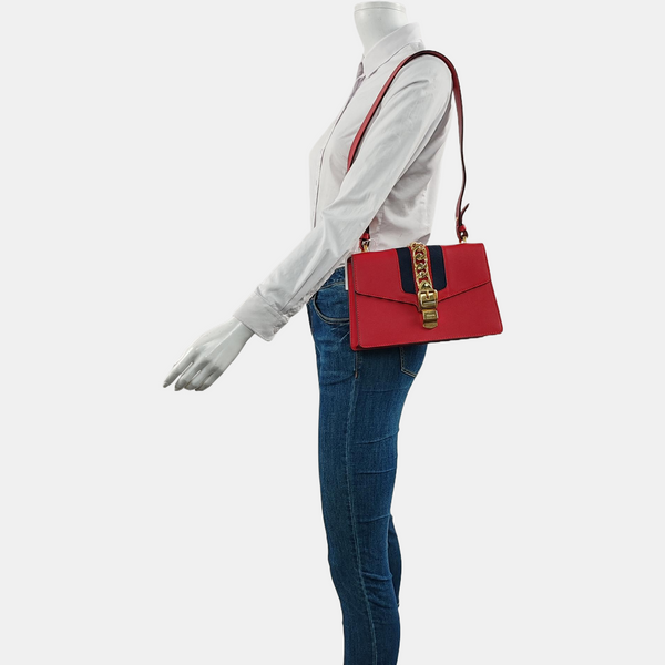 Authenticated pre-owned Sylvie Small Calfskin Red - Shoulder Bag at Looply