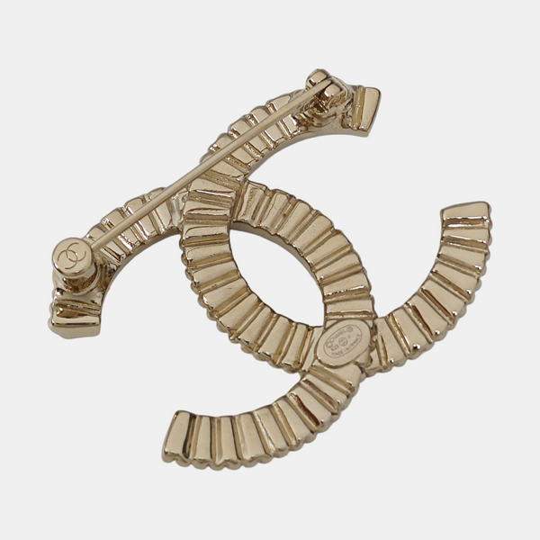 CC Logo Metal Gold Brooch