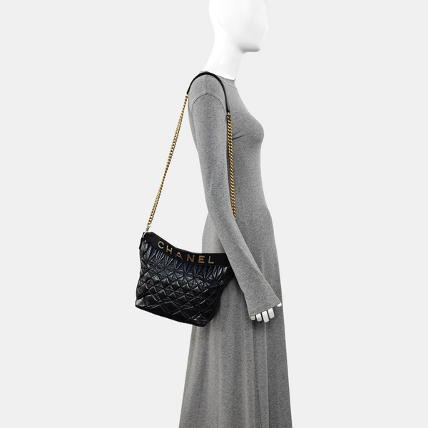 Quilted Calfskin Shoulder Bag Black