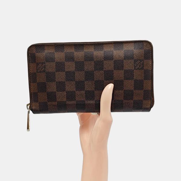 ZIPPY Damier Ebene Coated Canvas Brown Wallet