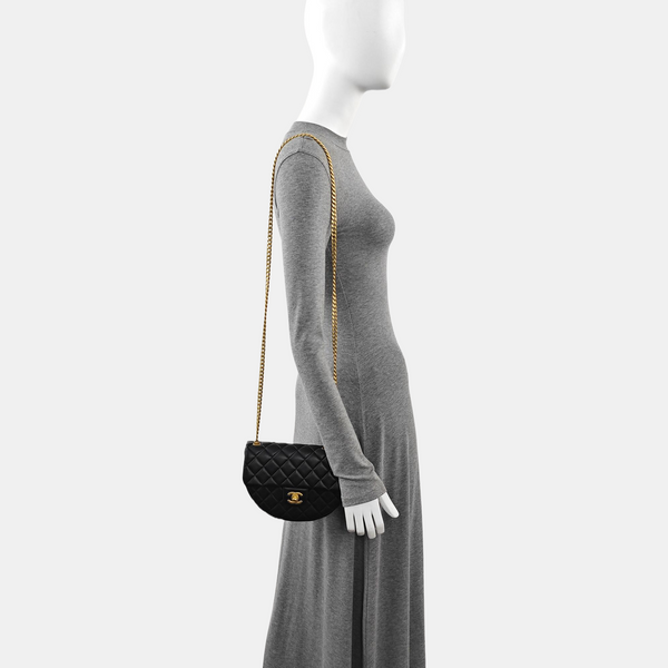 Quilted Lambskin Shoulder Bag Small Black